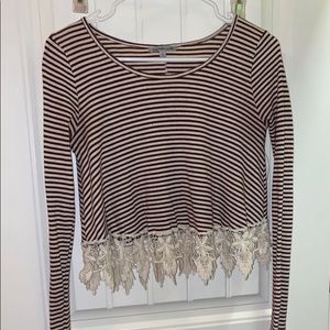 Striped long sleeve cropped shirt